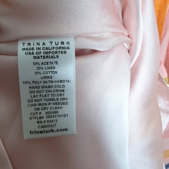 Trina Turk Off shoulder designer dress NWT Size 6 Orange Pink Color - Picture 11 of 12